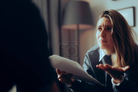 Photo for Unhappy Woman Receiving Divorce Papers Feeling Devastated - Royalty Free Image