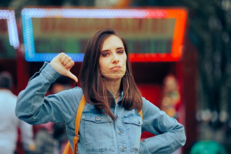 Unhappy Girlfriend Showing Thumbs Down for Negative Response