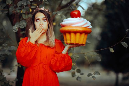 Photo for Funny Queen Feeling Sick after Eating too much Cake - Royalty Free Image