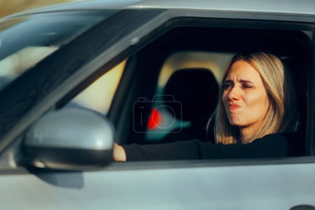 Stressed Driver Feeling Tired and Irritated in the Car 