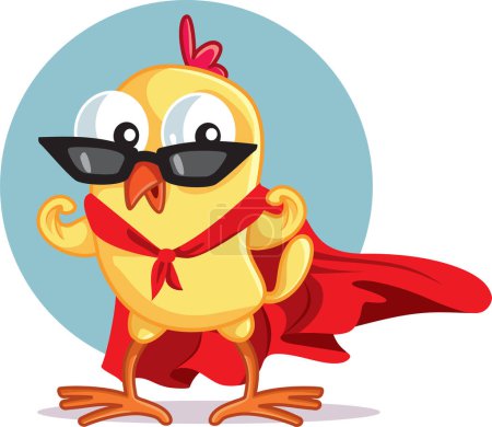 Illustration for Cute Superhero Chicken Character Vector Mascot - Royalty Free Image