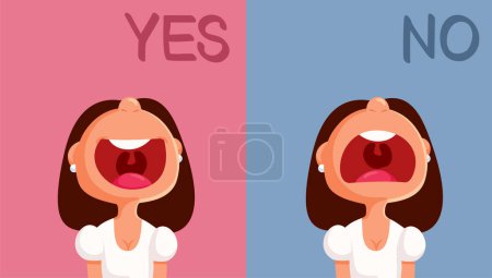 Illustration for Woman Saying Yes and No Vector Cartoon Character - Royalty Free Image
