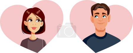 Téléchargez les illustrations : Couple amoureux regardant affectueusement les uns les autres Illustration vectorielle - en licence libre de droit