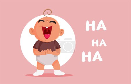 Téléchargez les illustrations : Joyeux bébé riant à haute voix vectoriel illustration de bande dessinée - en licence libre de droit