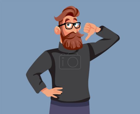 Irritated Man Holding Thumbs Down for Disapproval Vector Cartoon Illustration