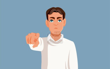 Illustration for Unhappy Man Blaming and Pointing his Finger Vector Cartoon Illustration - Royalty Free Image