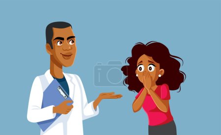 Illustration for MD Doctor Consulting a Patient with Nausea Symptoms Vector Cartoon - Royalty Free Image