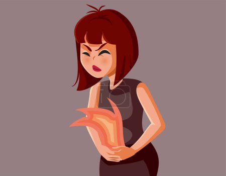 Illustration for Sick Woman Feeling a Burning Sensation in the Stomach - Royalty Free Image