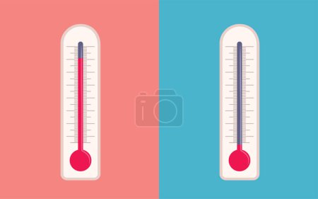 Ilustración de Termómetros que miden el calor y el frío Vector ilustración de dibujos animados - Imagen libre de derechos