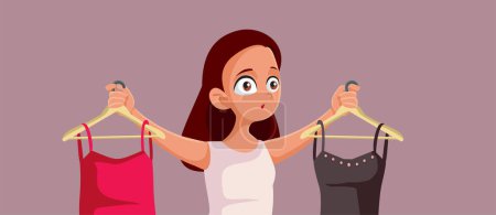 Ilustración de Chica adolescente eligiendo entre dos vectores vestidos ilustración de dibujos animados - Imagen libre de derechos