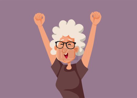 Illustration for Happy Granny Celebrating Feeling Joyful Vector Cartoon Illustration - Royalty Free Image