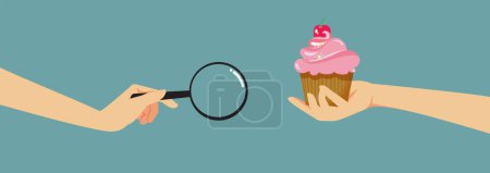 Ilustración de Person Checking Calories in a Dessert Vector Concept Illustration - Imagen libre de derechos