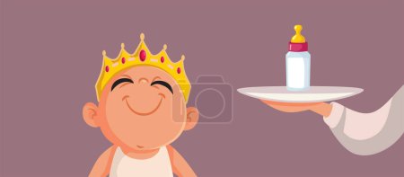Illustration for Hungry Baby Crying Receiving a Milk Bottle Vector Cartoon - Royalty Free Image
