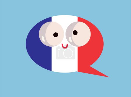 Cheerful Speech Bubble in French Language Vector Cartoon Character