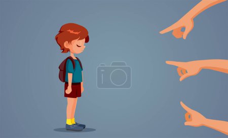 Illustration for Stressed Child Being Bullied at School Vector Cartoon Illustration - Royalty Free Image