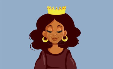 Illustration for Confident Woman Wearing a Golden Crown Vector Cartoon Illustration - Royalty Free Image