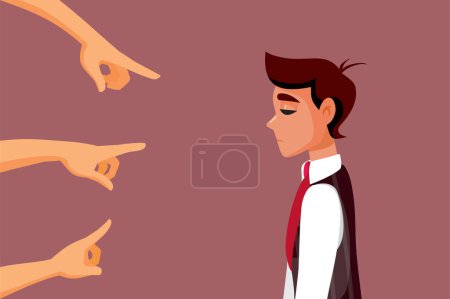 Ilustración de People Pointing Fingers Blaming a Man Vector Cartoon Illustration - Imagen libre de derechos