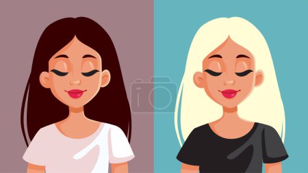 Ilustración de Woman Experimenting with Blond and Brunette Hair Color - Imagen libre de derechos