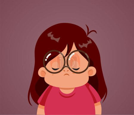 Unhappy Little Girl Suffering from Obesity Vector Character