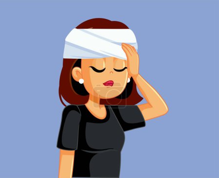 Illustration for Woman Suffering a Headache after an Accident Vector Illustration - Royalty Free Image