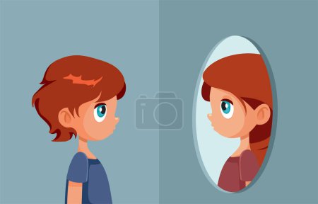 Illustration for Little Boy Identifying as a Girl Vector Cartoon Illustration - Royalty Free Image