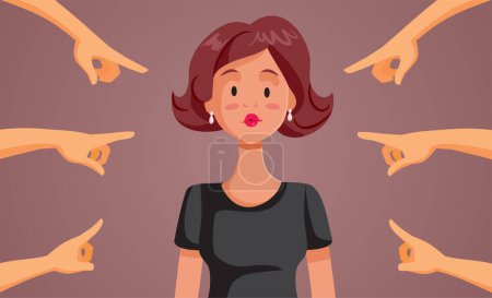 Téléchargez les illustrations : Personnes accusant une jeune femme pointant du doigt Dessin animé vectoriel - en licence libre de droit
