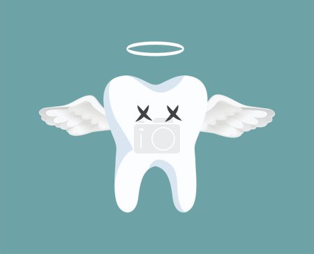 Ilustración de Tooth Removal Concept Illustration with Angel Molar Character - Imagen libre de derechos