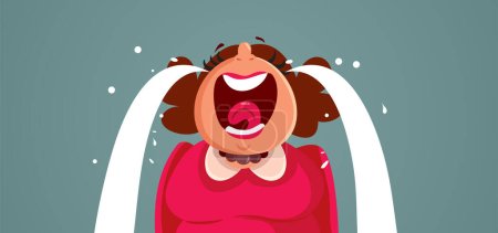 Illustration for Adult Middle-Aged Woman Sobbing and Crying Vector Cartoon - Royalty Free Image