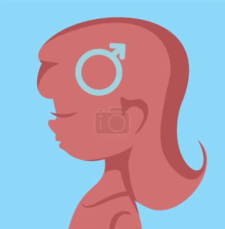 Illustration for Girl Identifies as Boy due to Gender Dysphoria Vector Concept Illustration - Royalty Free Image