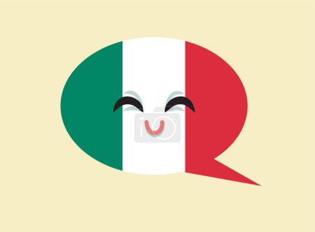 Illustration for Happy Speech Bubble in Italian Language Vector Cartoon Character - Royalty Free Image