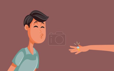 Illustration for Man Flirting with an Engaged Woman Vector Funny Cartoon Illustration - Royalty Free Image
