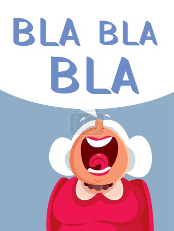 Illustration for Elderly Woman Talking Saying Nothing Important Vector Cartoon Illustration - Royalty Free Image