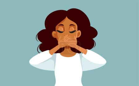 Illustration for Woman Keeping Quiet Covering her Mouth Vector Concept Illustration - Royalty Free Image