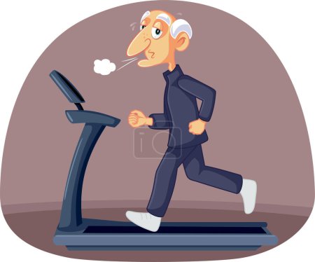 Personas mayores corriendo sintiéndose agotado Vector ilustración de dibujos animados