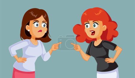 Illustration for Angry Girlfriends Pointing at Each Other Shifting the Blame. Unhappy couple breaking up after a fight - Royalty Free Image