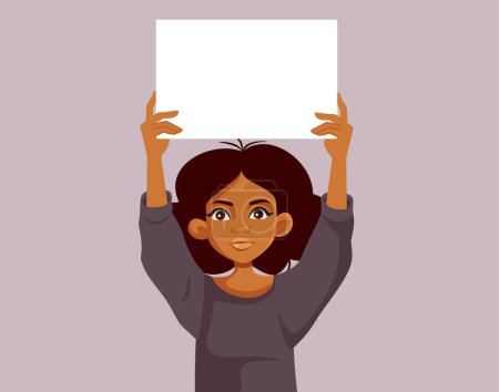 Illustration for Woman of Black Ethnicity Holding a Protest Sign Vector Cartoon - Royalty Free Image