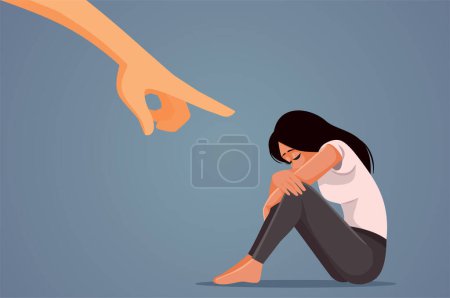 Illustration for Person Blaming the Victim for her Misfortune Vector Conceptual Illustration - Royalty Free Image