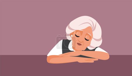 Ilustración de Triste y agotada abuela sintiendo sueño Vector dibujo animado Ilustración - Imagen libre de derechos