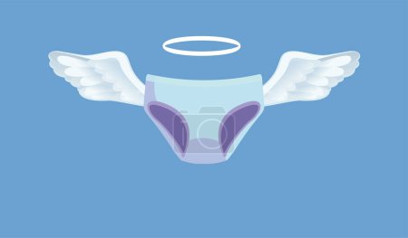 Illustration for Angel Panties with Wings and Halo Vector Conceptual Illustration - Royalty Free Image