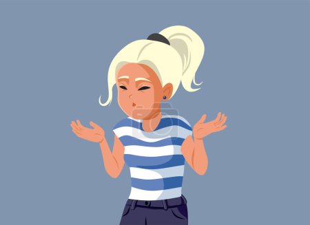 Illustration for Doubtful Teen Girl Shrugging Feeling Puzzled Vector Illustration - Royalty Free Image