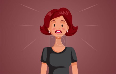Illustration for Stressed Woman Feeling Anxious and Desperate Vector Cartoon Illustration - Royalty Free Image