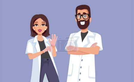 Team of Medical Doctors Smiling with Confidence Vector Cartoon Illustration