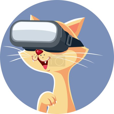 Mascotte Drôle de Chat Vecteur Portant des Lunettes de Réalité Virtuelle