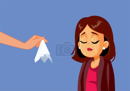 Ilustración de Mujer infeliz llorando encontrando consuelo de un amigo - Imagen libre de derechos