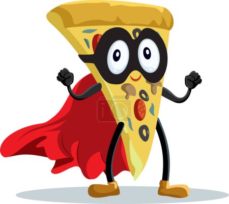 Illustration for Superhero Pizza Mascot Character Vector Cartoon Design - Royalty Free Image
