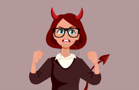 Evil Businesswoman feeling Furious and Angry Vector Cartoon