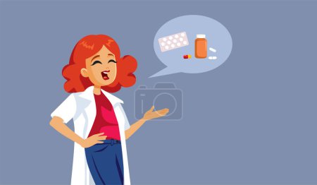Illustration for Female Doctor Prescribing the Right Medication for a Patient Vector Cartoon - Royalty Free Image