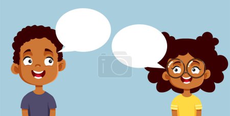 Illustration for Happy Kids Talking Empty Speech Bubble Vector Design - Royalty Free Image