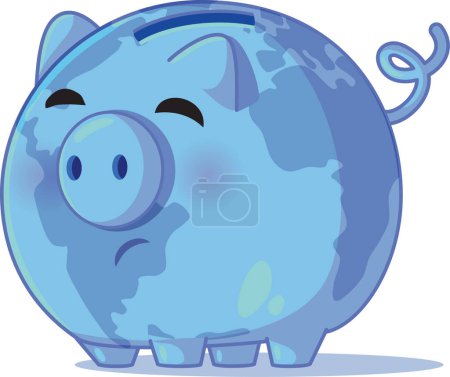 Illustration for Sad Unhappy Piggy Bank During Inflation Times Vector Cartoon Illustration - Royalty Free Image