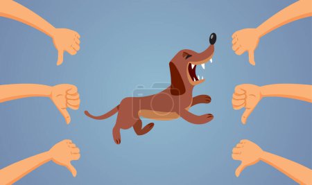 Illustration for People with Cynophobia Pointing at an Aggressive Dog Barking Illustration - Royalty Free Image